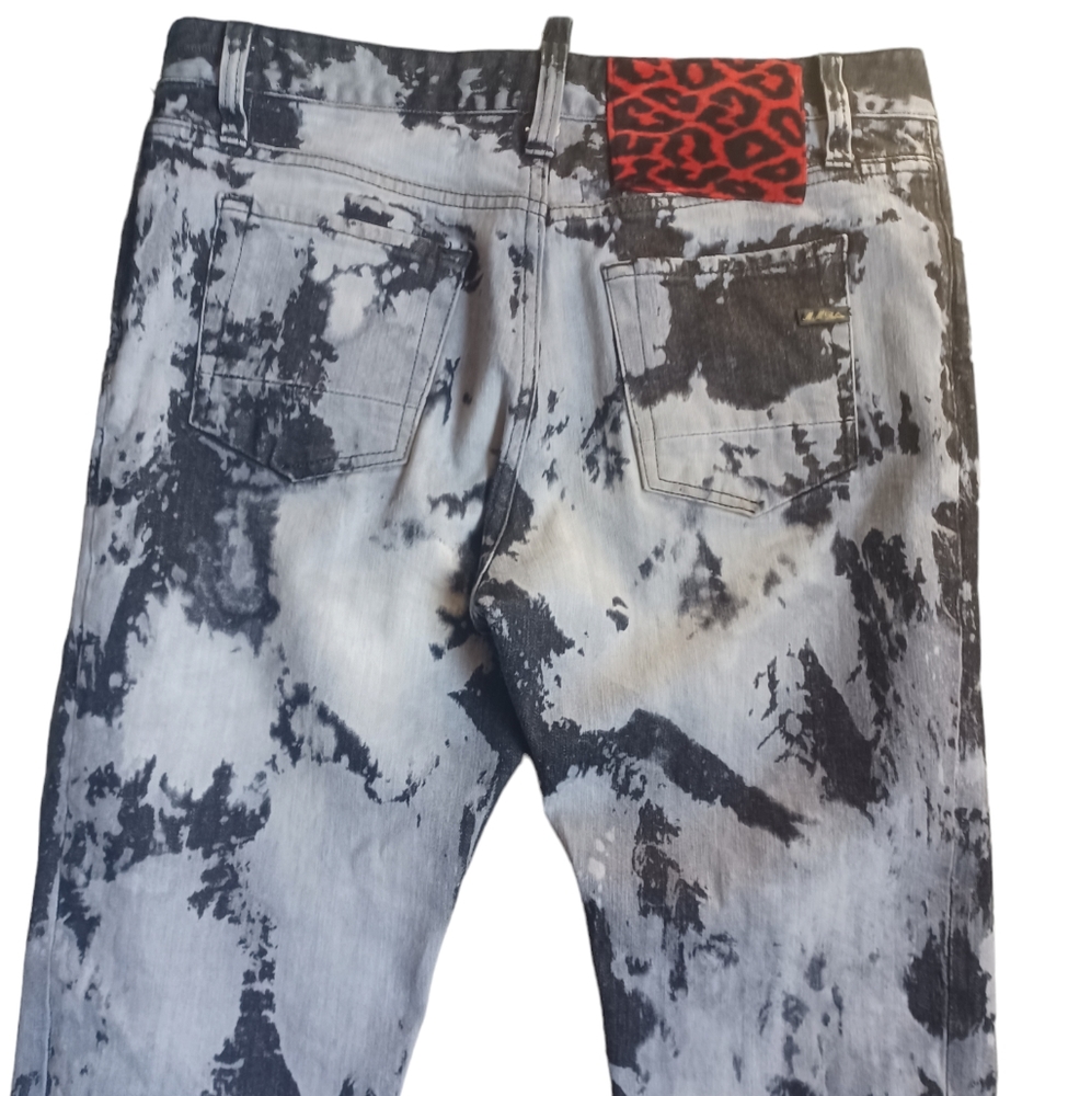 Maurizio Massimo Womens Midrise Blue Tie Dye Jeans Straight Button Fly Size 44